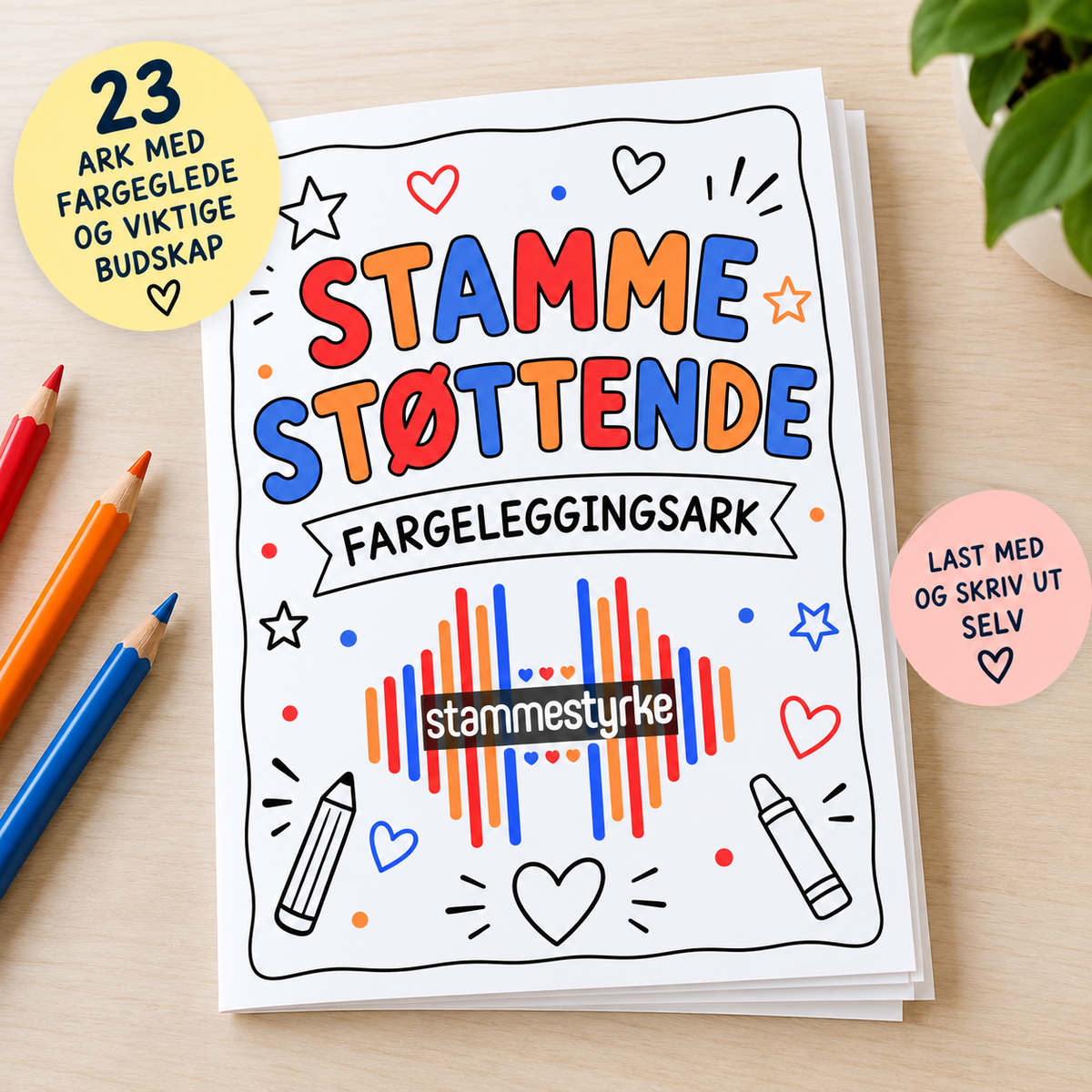 Stammestøttende fargeleggingshefte for stamming